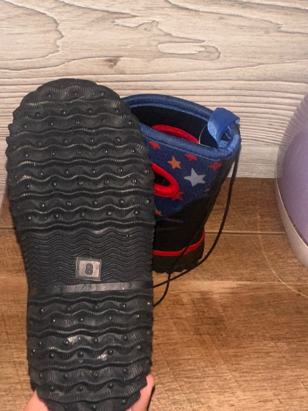 Kids Star-Pattern Blue and Red Waterproof Snow Boots